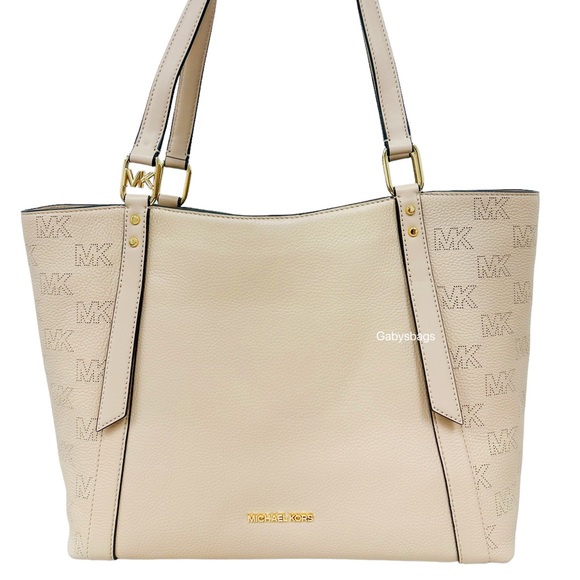 Michael Kors Alto Large Grab Bag Carryall Shoulder Tote Buff Pebbled Leather - Picture 3 of 3